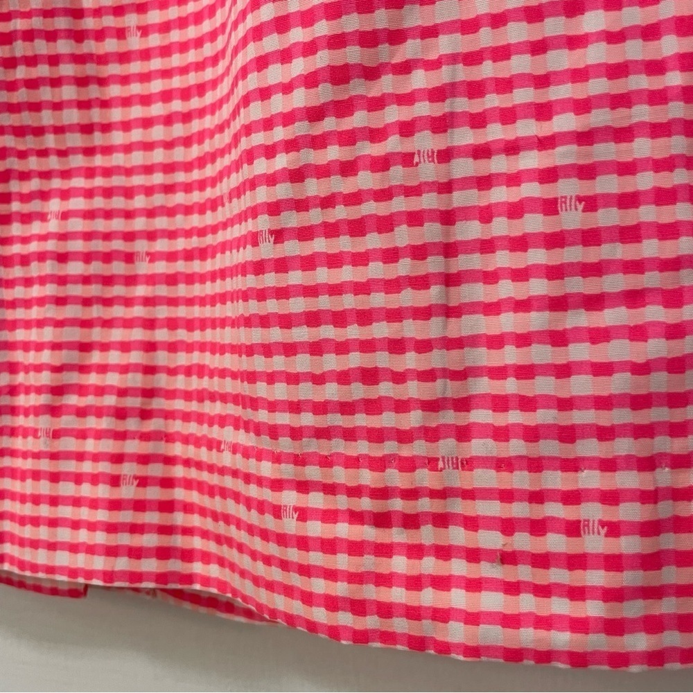 Lilly Pulitzer Thyme Skirt Party Fiesta Pink Peplum Neon Gingham - Picture 5 of 9